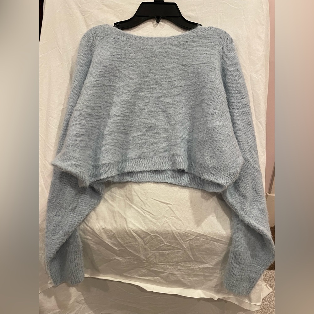 Hello Molly blue super cropped sweater